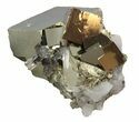 Cubic Pyrite Cluster With Quartz Crystals - Peru #46093-1